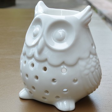 Brûle parfum hibou blanc en...